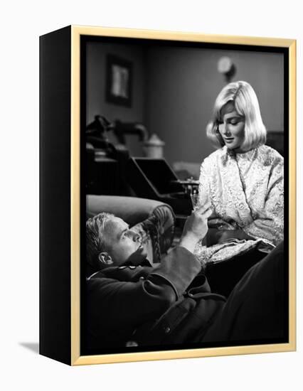 Le bal des maudits THE YOUNG LIONS by Edward Dmytryk with Marlon Brando and May Britt, 1958 (b/w ph-null-Framed Stretched Canvas