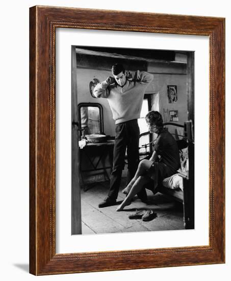 Le beau Serge by ClaudeChabrol with Jean Claude Brialy and Bernadette Lafont, 1958 (b/w photo)-null-Framed Photo