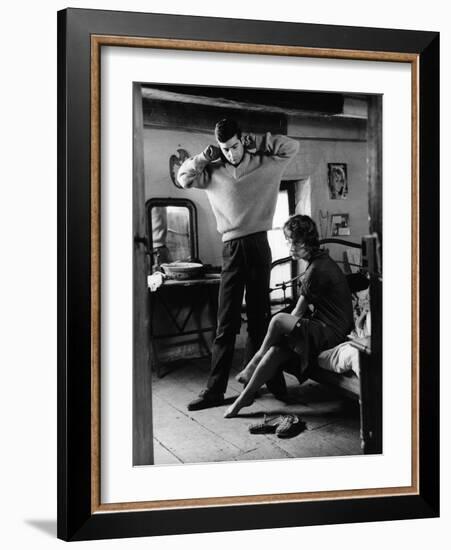 Le beau Serge by ClaudeChabrol with Jean Claude Brialy and Bernadette Lafont, 1958 (b/w photo)-null-Framed Photo