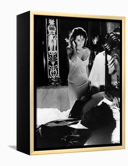 Le Bel Antonio by MauroBolognini with Claudia Cardinale and Marcello Mastroianni, 1960 (b/w photo)-null-Framed Stretched Canvas