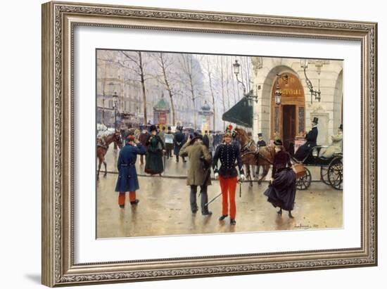 Le Boulevard des Capucines et le Théâtre du Vaudeville-Jean Béraud-Framed Giclee Print