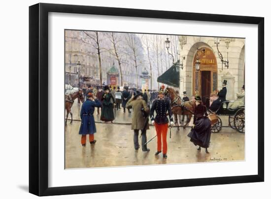 Le Boulevard des Capucines et le Théâtre du Vaudeville-Jean Béraud-Framed Giclee Print