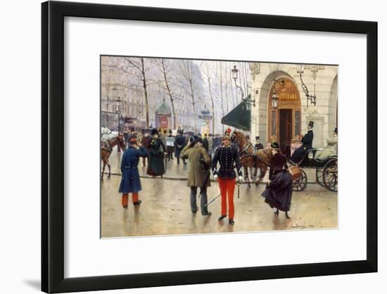 Le Boulevard des Capucines et le Théâtre du Vaudeville-Jean Béraud-Framed Giclee Print