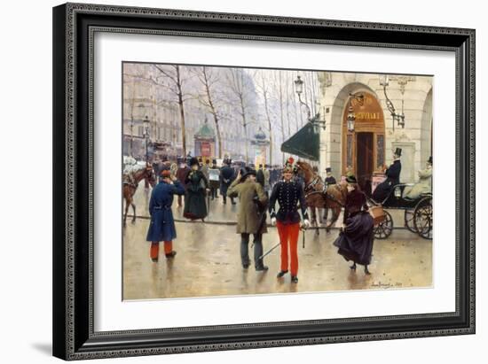 Le Boulevard des Capucines et le Théâtre du Vaudeville-Jean Béraud-Framed Giclee Print