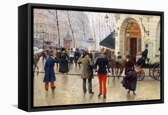 Le Boulevard des Capucines et le Théâtre du Vaudeville-Jean Béraud-Framed Premier Image Canvas