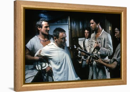 Le Bounty by Roger Donaldson with Liam Neeson, Mel Gibson and Anthony Hopkins, 1984 (photo)-null-Framed Stretched Canvas