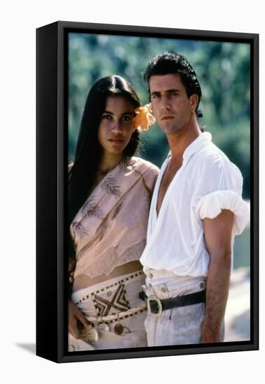 Le Bounty by Roger Donaldson with Wi Kuki Kaa and Mel Gibson, 1984 (photo)-null-Framed Stretched Canvas