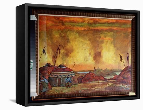 Le Camp Polovtsien (Ou Couman, Kouman). Decor Preparatoire Pour L'opera  Prince Igor  De Alexandre-Nicholas Roerich-Framed Premier Image Canvas
