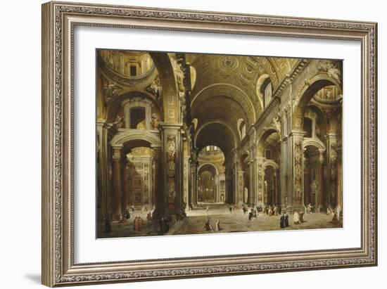 Le cardinal Malchior de Polignac visite Saint-Pierre-de-Rome-Giovanni Paolo Pannini-Framed Giclee Print