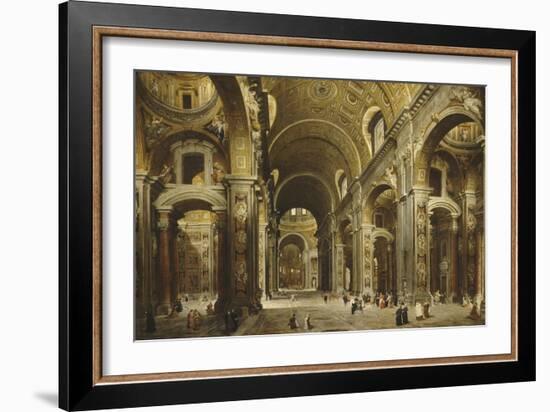 Le cardinal Malchior de Polignac visite Saint-Pierre-de-Rome-Giovanni Paolo Pannini-Framed Giclee Print