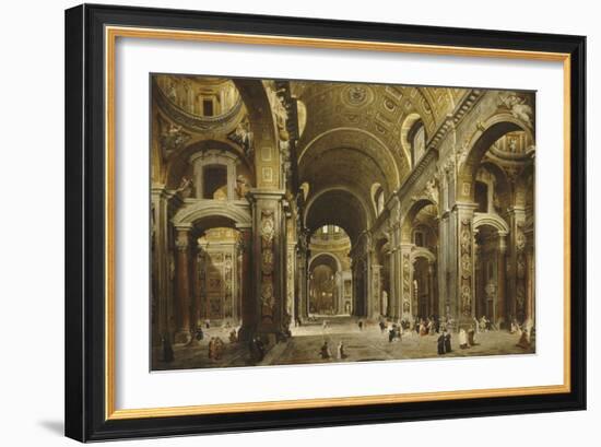 Le cardinal Malchior de Polignac visite Saint-Pierre-de-Rome-Giovanni Paolo Pannini-Framed Giclee Print