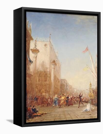 Le carnaval à Venise, quai des Esclavons-Félix Ziem-Framed Premier Image Canvas