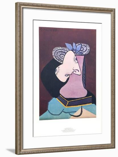 Le Chapeau de Paille au Feuilage Bleu-Pablo Picasso-Framed Collectable Print