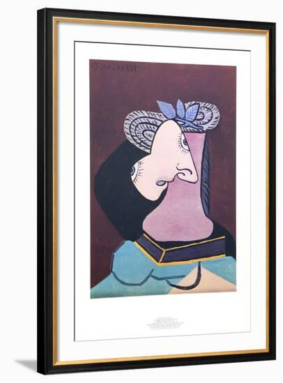 Le Chapeau de Paille au Feuilage Bleu-Pablo Picasso-Framed Collectable Print