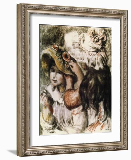 Le Chapeau Épinglé (Pinning the Ha), 1898-Pierre-Auguste Renoir-Framed Giclee Print