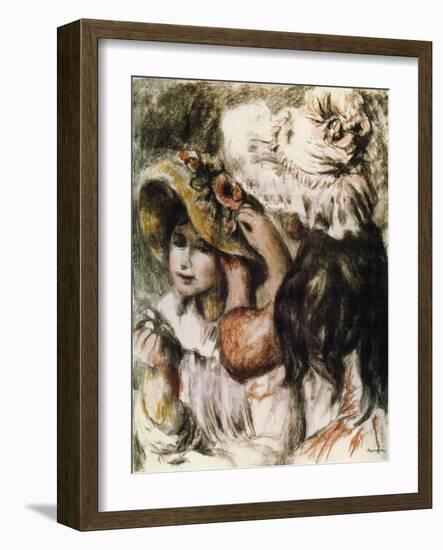 Le Chapeau Épinglé (Pinning the Ha), 1898-Pierre-Auguste Renoir-Framed Giclee Print