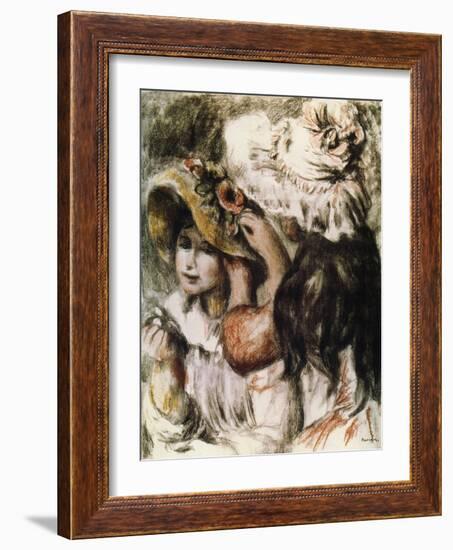 Le Chapeau Épinglé (Pinning the Ha), 1898-Pierre-Auguste Renoir-Framed Giclee Print