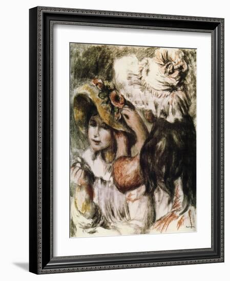 Le Chapeau Épinglé (Pinning the Ha), 1898-Pierre-Auguste Renoir-Framed Giclee Print