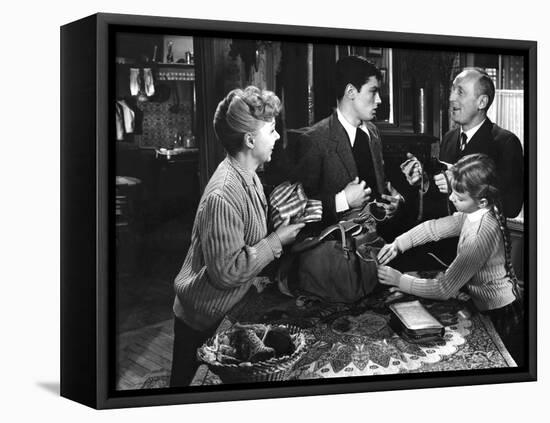 Le chemin des ecoliers by Michel Boisrond with Paulette Dubost, Alain Delon and Andre Bourvil, 1959-null-Framed Stretched Canvas