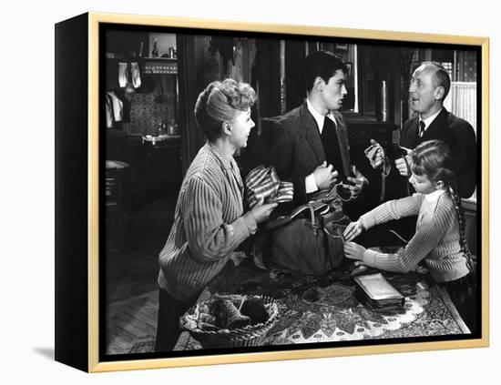 Le chemin des ecoliers by Michel Boisrond with Paulette Dubost, Alain Delon and Andre Bourvil, 1959-null-Framed Stretched Canvas