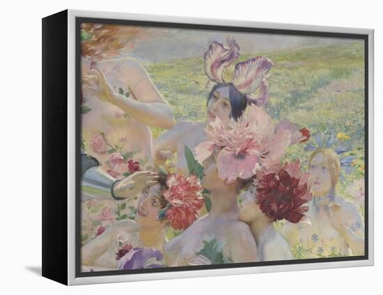 Le chevalier aux fleurs (tiré de Wagner, Parsifal)-Georges Antoine Rochegrosse-Framed Premier Image Canvas