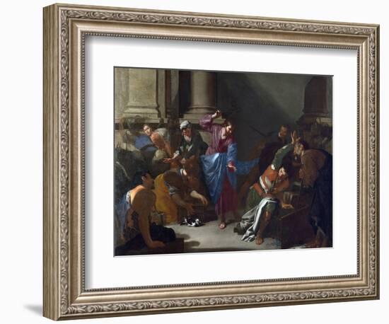 Le Christ Chassant Les Marchands Du Temple  (Christ Driving the Traders from the Temple) Peinture-Bernardo Cavallino-Framed Giclee Print