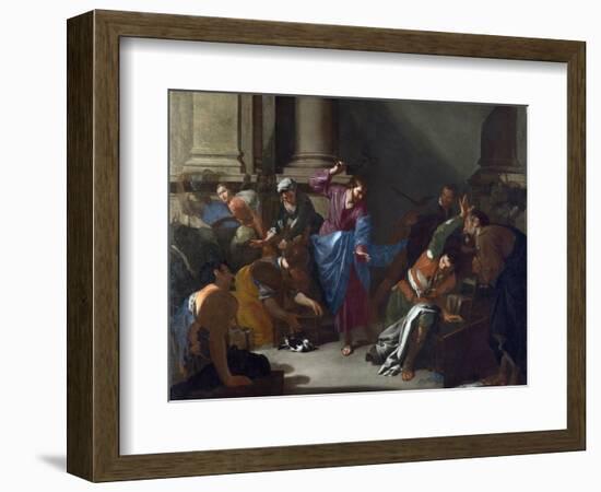 Le Christ Chassant Les Marchands Du Temple  (Christ Driving the Traders from the Temple) Peinture-Bernardo Cavallino-Framed Giclee Print