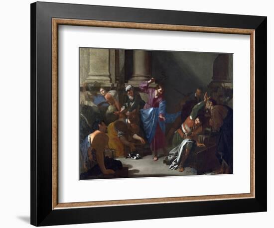 Le Christ Chassant Les Marchands Du Temple  (Christ Driving the Traders from the Temple) Peinture-Bernardo Cavallino-Framed Giclee Print