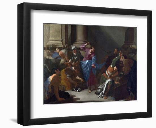 Le Christ Chassant Les Marchands Du Temple  (Christ Driving the Traders from the Temple) Peinture-Bernardo Cavallino-Framed Giclee Print