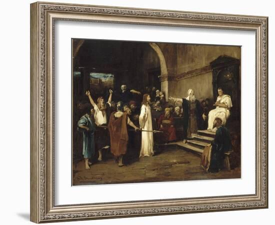 le Christ devant Pilate-Mihaly Munkacsy-Framed Giclee Print