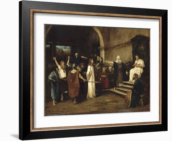 le Christ devant Pilate-Mihaly Munkacsy-Framed Giclee Print