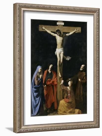 Le Christ en croix, la Vierge, la Madeleine, saint Jean et saint Vincent de Paul-Nicolas Tournier-Framed Giclee Print