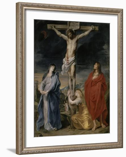 Le Christ en croix, la Vierge, Saint Jean et Sainte Madeleine-Sir Anthony Van Dyck-Framed Giclee Print