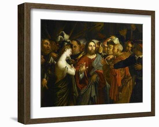 Le Christ et la femme adultère-Lorenzo Lotto-Framed Giclee Print