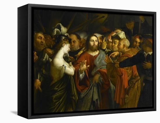 Le Christ et la femme adultère-Lorenzo Lotto-Framed Premier Image Canvas