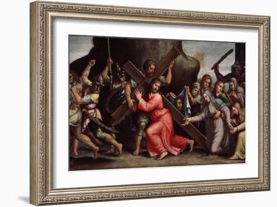 Le Christ Portant Sa Croix  (Christ Carrying the Cross) Peinture De L'ecole Italienne. 1550-1600 M-Italian School-Framed Giclee Print