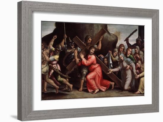 Le Christ Portant Sa Croix  (Christ Carrying the Cross) Peinture De L'ecole Italienne. 1550-1600 M-Italian School-Framed Giclee Print
