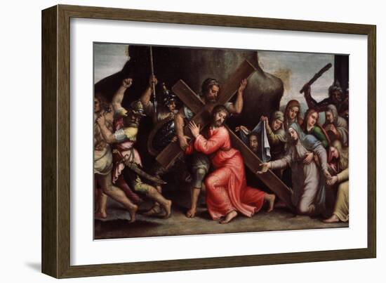 Le Christ Portant Sa Croix  (Christ Carrying the Cross) Peinture De L'ecole Italienne. 1550-1600 M-Italian School-Framed Giclee Print