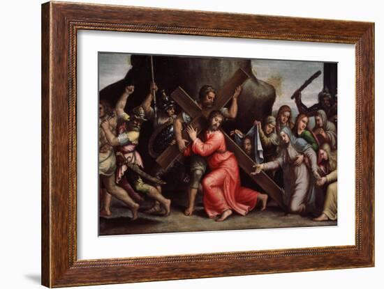 Le Christ Portant Sa Croix  (Christ Carrying the Cross) Peinture De L'ecole Italienne. 1550-1600 M-Italian School-Framed Giclee Print