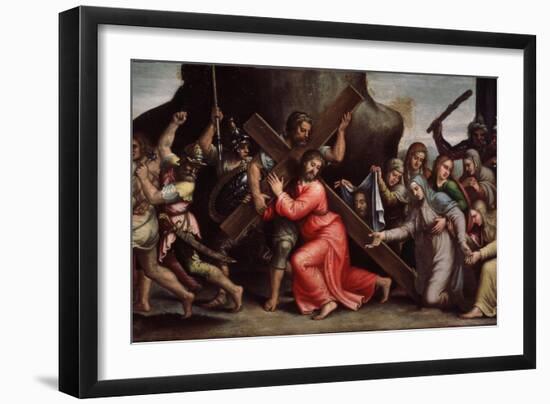 Le Christ Portant Sa Croix  (Christ Carrying the Cross) Peinture De L'ecole Italienne. 1550-1600 M-Italian School-Framed Giclee Print