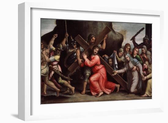 Le Christ Portant Sa Croix  (Christ Carrying the Cross) Peinture De L'ecole Italienne. 1550-1600 M-Italian School-Framed Giclee Print