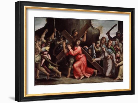 Le Christ Portant Sa Croix  (Christ Carrying the Cross) Peinture De L'ecole Italienne. 1550-1600 M-Italian School-Framed Giclee Print