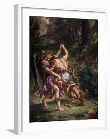 Le Combat De Jacob Et L'Ange (Jacob Fighting the Angel), 1855-61 Fresco, (Detail)-Eugene Delacroix-Framed Giclee Print