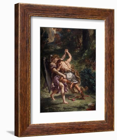 Le Combat De Jacob Et L'Ange (Jacob Fighting the Angel), 1855-61 Fresco, (Detail)-Eugene Delacroix-Framed Giclee Print