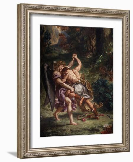 Le Combat De Jacob Et L'Ange (Jacob Fighting the Angel), 1855-61 Fresco, (Detail)-Eugene Delacroix-Framed Giclee Print