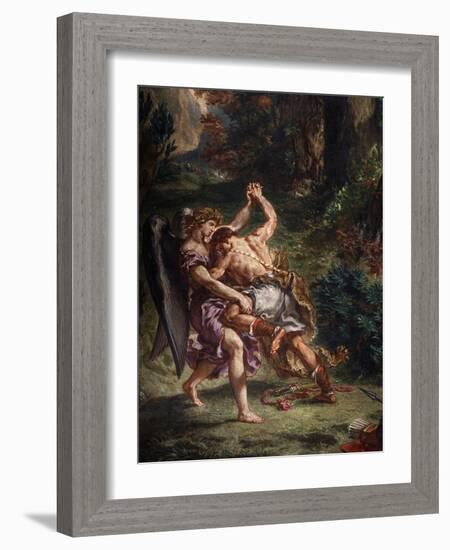 Le Combat De Jacob Et L'Ange (Jacob Fighting the Angel), 1855-61 Fresco, (Detail)-Eugene Delacroix-Framed Giclee Print