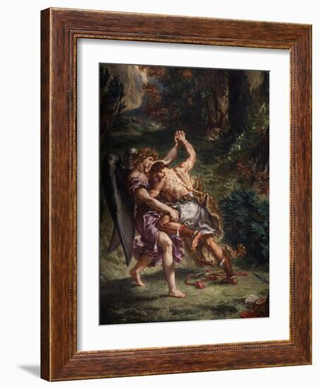 Le Combat De Jacob Et L'Ange (Jacob Fighting the Angel), 1855-61 Fresco, (Detail)-Eugene Delacroix-Framed Giclee Print