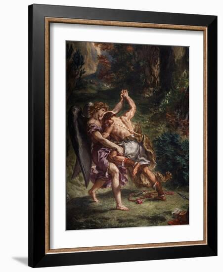 Le Combat De Jacob Et L'Ange (Jacob Fighting the Angel), 1855-61 Fresco, (Detail)-Eugene Delacroix-Framed Giclee Print