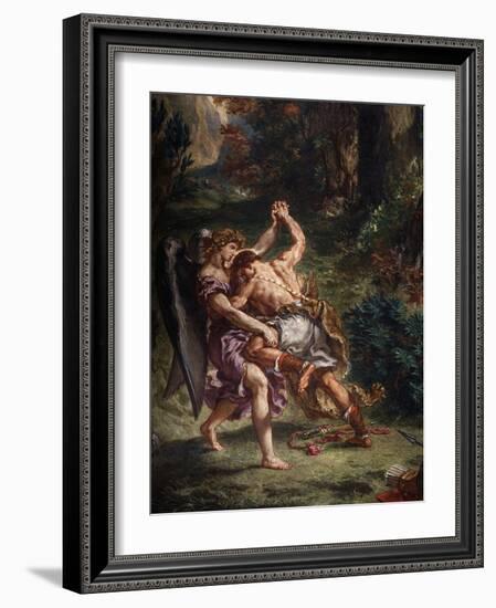 Le Combat De Jacob Et L'Ange (Jacob Fighting the Angel), 1855-61 Fresco, (Detail)-Eugene Delacroix-Framed Giclee Print