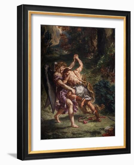 Le Combat De Jacob Et L'Ange (Jacob Fighting the Angel), 1855-61 Fresco, (Detail)-Eugene Delacroix-Framed Giclee Print